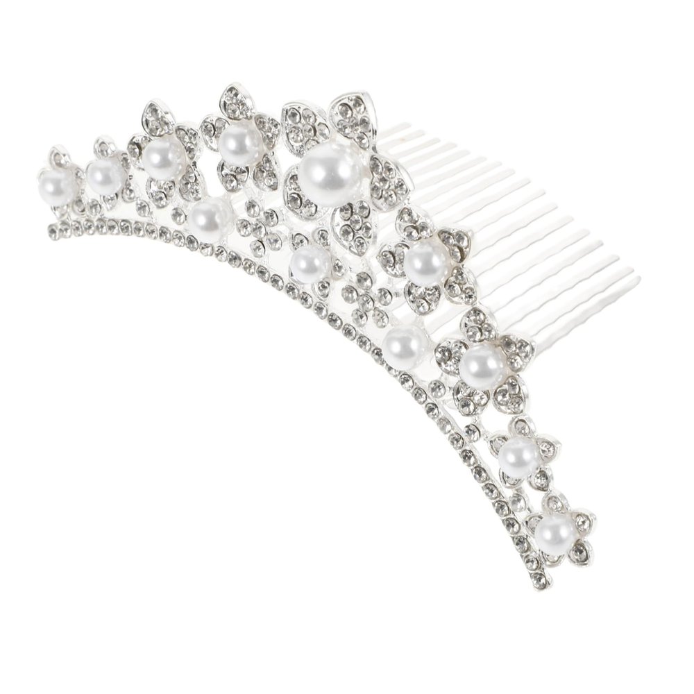Angoily Elegant Pearl Tiara Crown for Women Wedding Headpiece Hair Comb Bridal Shower Accessory Flower Crowns for Women