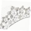 Angoily Elegant Pearl Tiara Crown for Women Wedding Headpiece Hair Comb Bridal Shower Accessory Flower Crowns for Women view 3