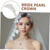 Angoily Elegant Pearl Tiara Crown for Women Wedding Headpiece Hair Comb Bridal Shower Accessory Flower Crowns for Women view 4