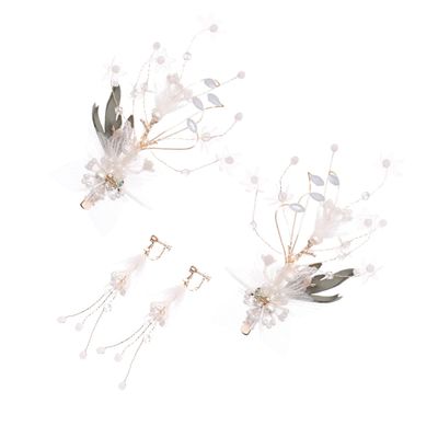 Angoily Wedding Headpiece Accessory Rhinestone Hairpin Set Silk Yarn Hair Clasp for Bride