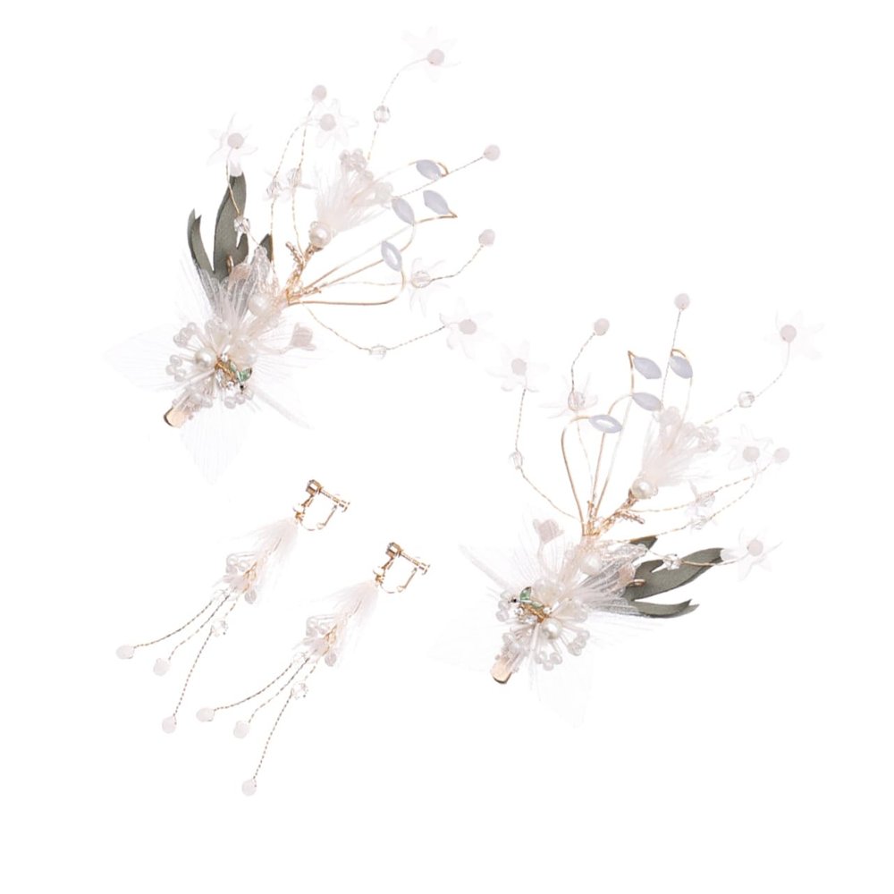 Angoily Wedding Headpiece Accessory Rhinestone Hairpin Set Silk Yarn Hair Clasp for Bride