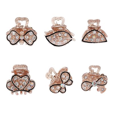 Angoily 6pcs Mini Gripper Hair Clamps Rhinestone Inlaid Hair Clips for Girls Ladies