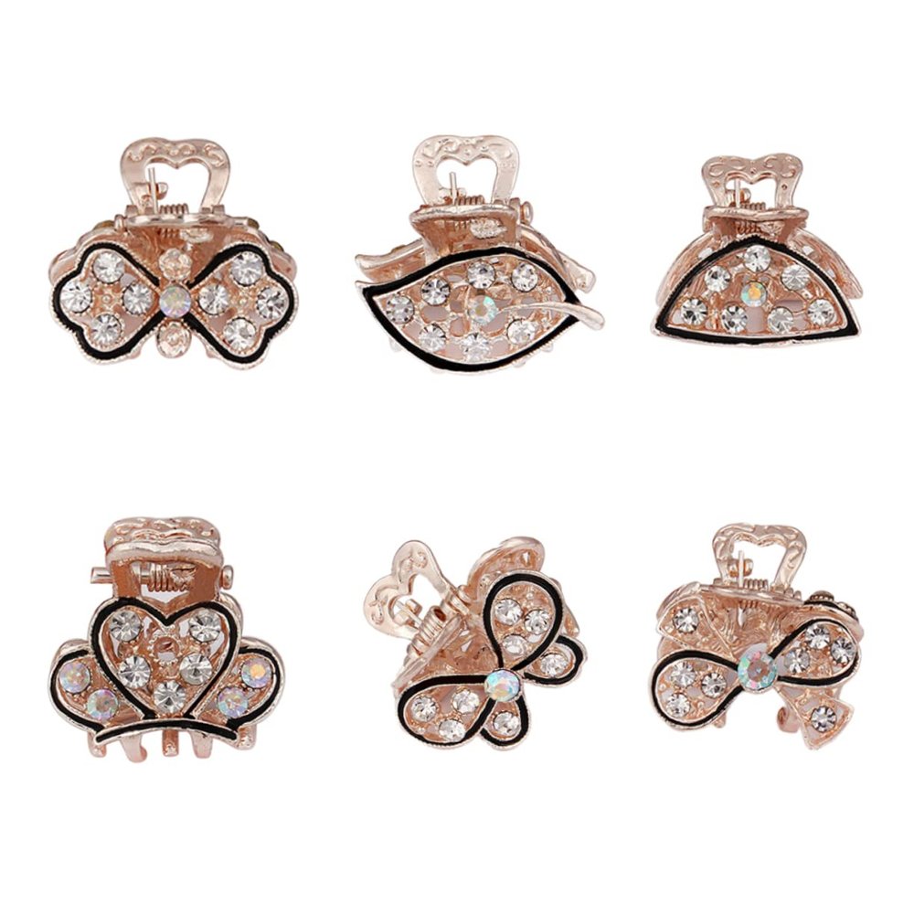 Angoily 6pcs Mini Gripper Hair Clamps Rhinestone Inlaid Hair Clips for Girls Ladies