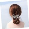 Angoily Pearl Rhinestone Tiara Headband Bridal Flower Hair Comb Elegant Wedding Headdress Fashion Accessory for Women Photo Prop view 2