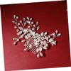 Angoily Pearl Rhinestone Tiara Headband Bridal Flower Hair Comb Elegant Wedding Headdress Fashion Accessory for Women Photo Prop view 4