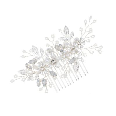 Angoily Elegant Silver Rhinestone Hair Comb for Brides Handmade Crystal Wedding Hair Accessories Delicate Comb for Bridal for Special Occasions and Parties