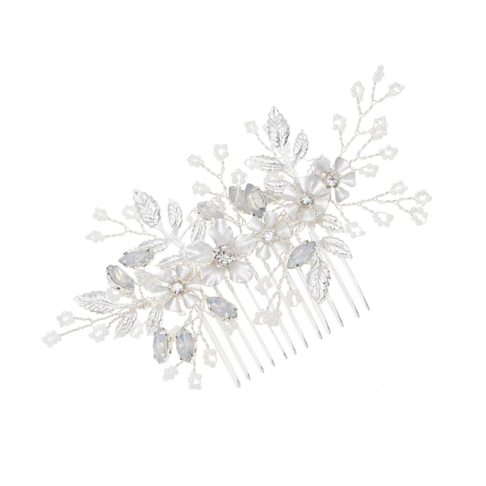 Angoily Elegant Silver Rhinestone Hair Comb for Brides Handmade Crystal Wedding Hair Accessories Delicate Comb for Bridal for Special Occasions and Parties