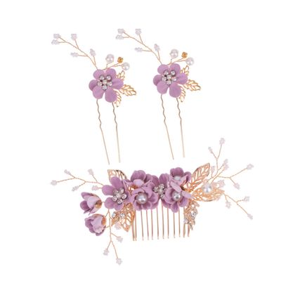 Angoily Bride Headpiece Set 3pcs Wedding Hair Comb Hairpin Delicate Design Hair Accessories for Wedding Party Anniversary