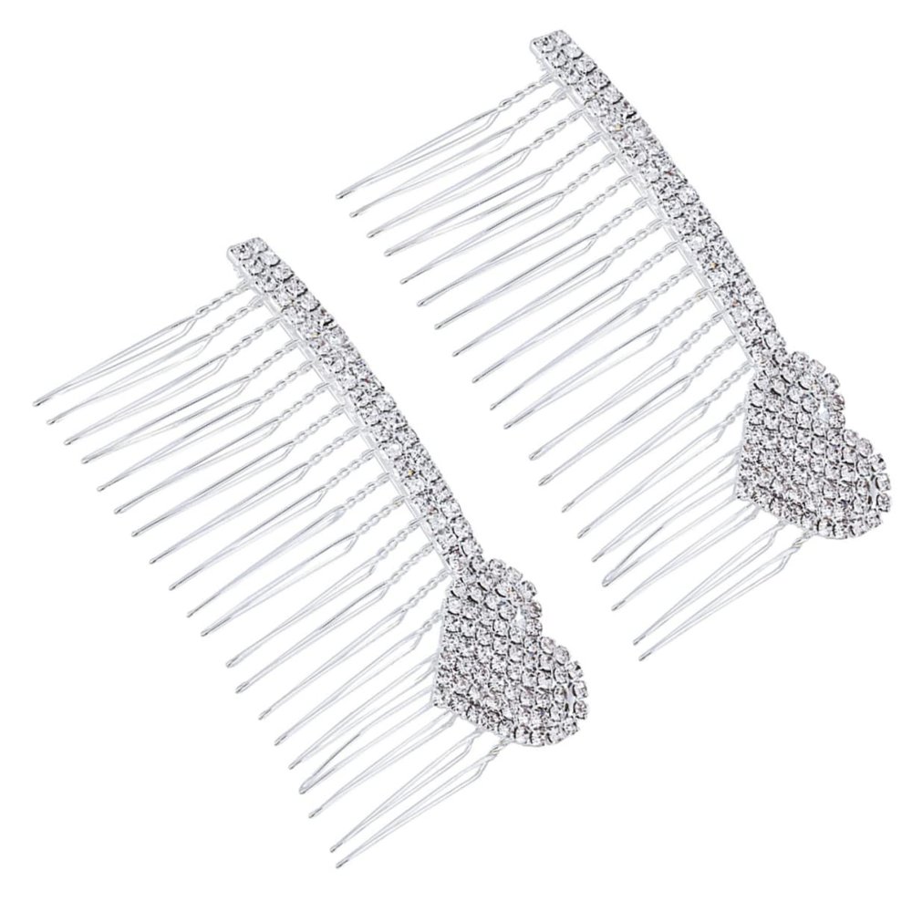 Angoily 2pcs Bridal Hair Combs Rhinestone Inlay Heart Design Elegant Alloy Hair Accessories for Weddings Bridesmaids and Special Occasions