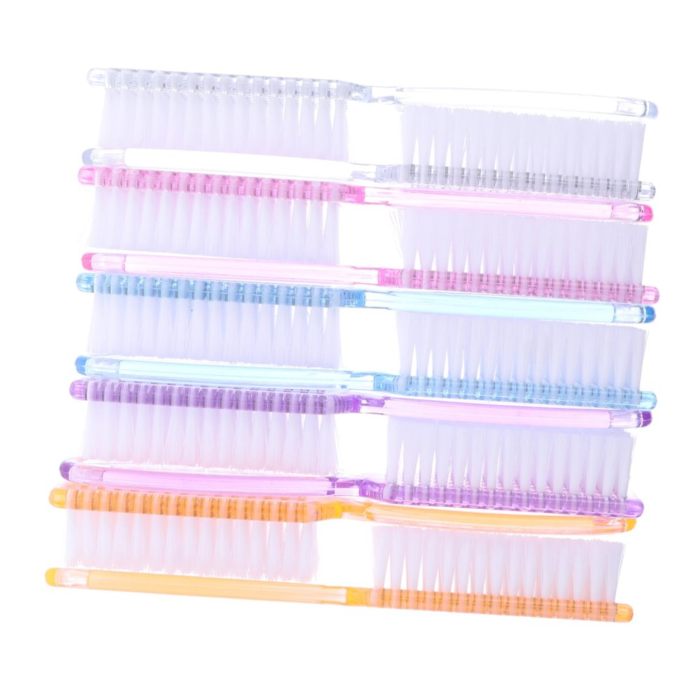 Beatifufu 10pcs Long Handle Nail Brush Set for Fingernail Cleaning Flexible Bristles Sturdy Grip for Nail Care and Dust Removal