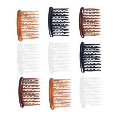 Angoily 48pcs Plastic Hair Side Combs 17 Tooth Wave Tooth Hair Combs for Fine Bridal Wedding Veil Clip Size 12pcs Dark Light