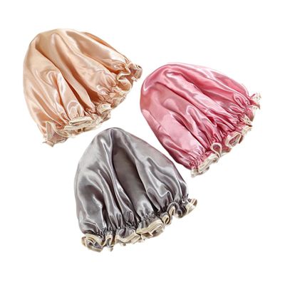 Angoily 3pcs Shower Cap Thickened Lampblack Adult Shower Hats Golden Grey Lightweight Practical Design for Beauty Salon Use