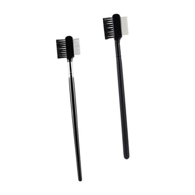 Angoily 2pcs Portable Eyebrow and Eyelash Grooming Tools Elastic Eyebrow Brush and Eyelash Comb Compact Dual-head Design for Travel and Daily Use Black and Silver Colors