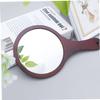 1pc Portable Makeup Mirror Hand Held Mirror Vanity Hand Held Makeup s Handheld Portable Hand Aesthetic Travel True Make up Wooden view 4