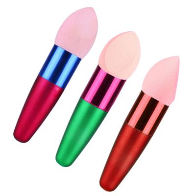 Angoily 3pcs Makeup Sponge Stick for Wet Dry Application Sponges Makeup Blender Facial Foundation Egg Puff Brush Random Color