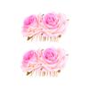 Angoily 2pcs Dual Flower Rose Hair Comb Elegant Fabric Floral Headwear for Brides Soft Pink Decorative Hair Accessories for Women and Girls view 1