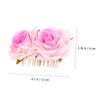 Angoily 2pcs Dual Flower Rose Hair Comb Elegant Fabric Floral Headwear for Brides Soft Pink Decorative Hair Accessories for Women and Girls view 2