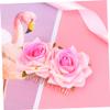 Angoily 2pcs Dual Flower Rose Hair Comb Elegant Fabric Floral Headwear for Brides Soft Pink Decorative Hair Accessories for Women and Girls view 4