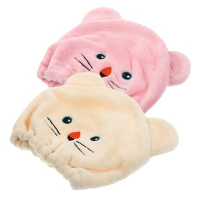 Angoily 2pcs Cartoon Hair Drying Towel Super Absorbent Coral Fleece Wrap for Boy Girl Girls Quick Drying Hair Towel Hat Pink