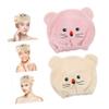 Angoily 2pcs Cartoon Hair Drying Towel Super Absorbent Coral Fleece Wrap for Boy Girl Girls Quick Drying Hair Towel Hat Pink view 2