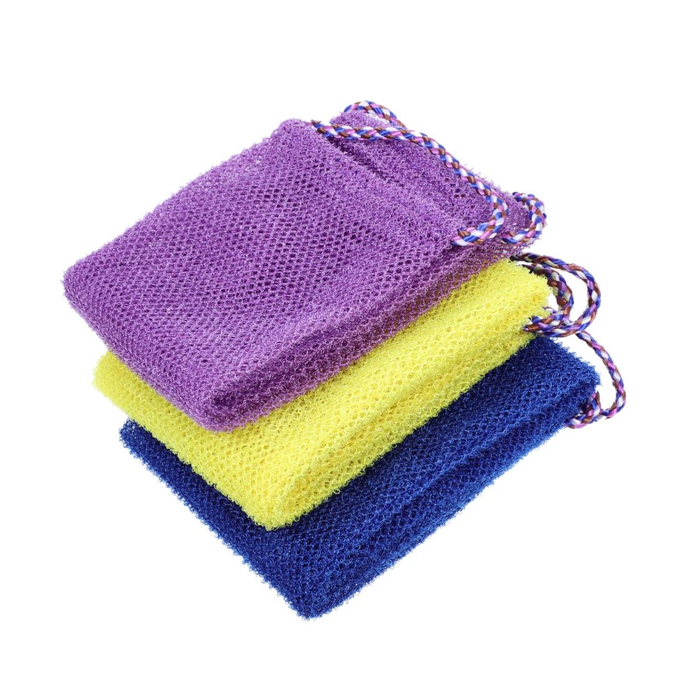 Didiseaon 3pcs Bath Towel Foaming Net Exfoliating Body Scrubber for Women Back Washer Shower Brush