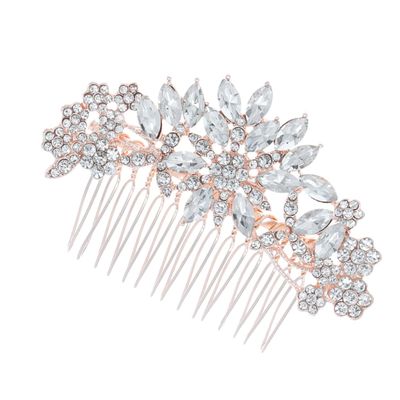 Angoily 1pc Elegant Rhinestone Hair Comb for Brides Fashionable Rose Gold Hairpin Accessory for Weddings Parties and Special Events Alloy Design Charms Gorgeous Gloss