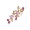 Angoily Cloth Flower Hair Comb with Rhinestones and Pearls Elegant Wedding Hair Accessory for Brides and Girls Lightweight Beaded Side Comb for Special Occasions Purple view 1