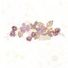 Angoily Cloth Flower Hair Comb with Rhinestones and Pearls Elegant Wedding Hair Accessory for Brides and Girls Lightweight Beaded Side Comb for Special Occasions Purple view 2