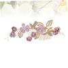 Angoily Cloth Flower Hair Comb with Rhinestones and Pearls Elegant Wedding Hair Accessory for Brides and Girls Lightweight Beaded Side Comb for Special Occasions Purple view 3
