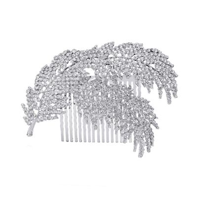 Angoily Leaf Design Wedding Headdress Comb for Brides Elegant and Rhinestone Hair Accessory for Parties and Special Occasions Fashionable Headwear for Women