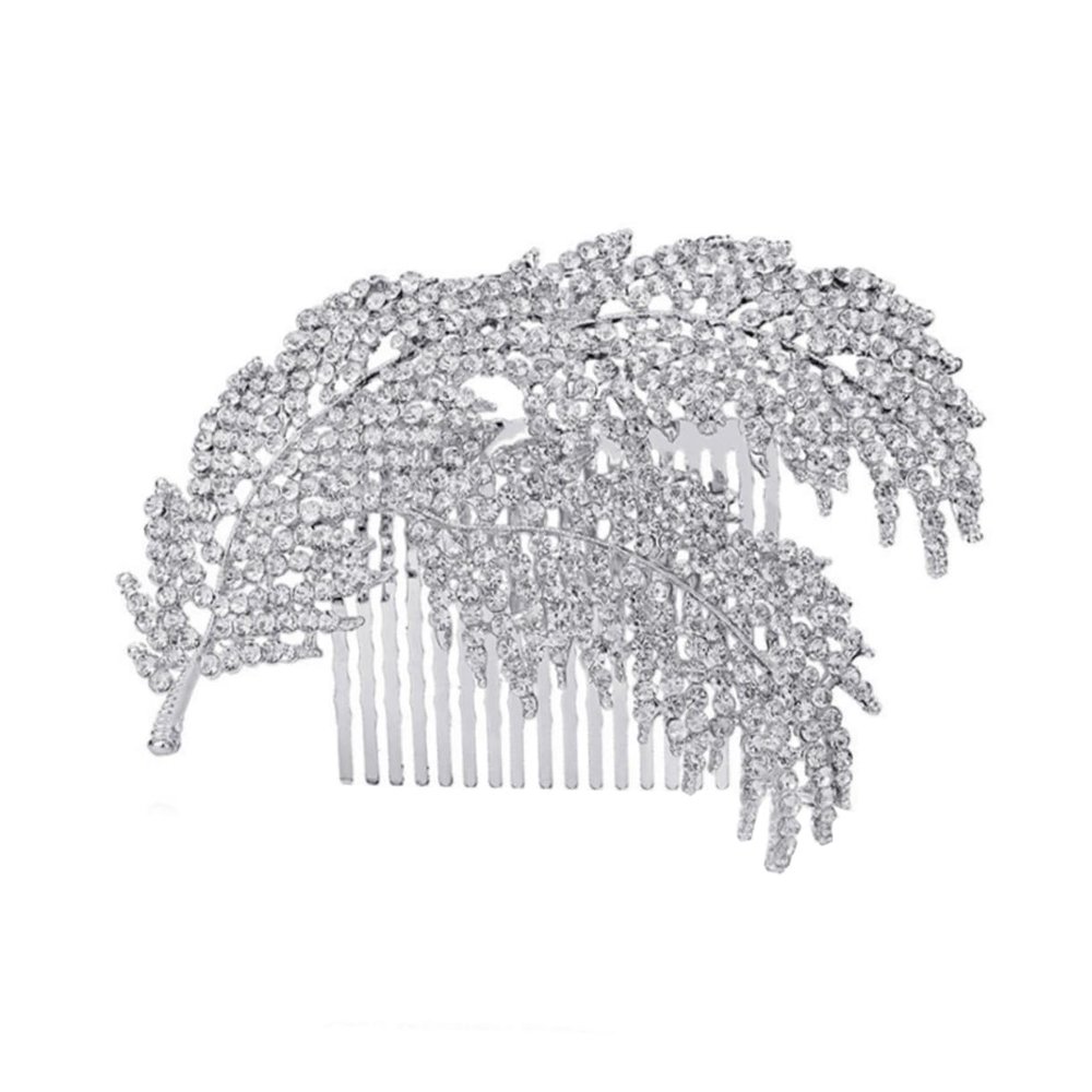 Angoily Leaf Design Wedding Headdress Comb for Brides Elegant and Rhinestone Hair Accessory for Parties and Special Occasions Fashionable Headwear for Women