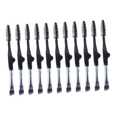 Housoutil Foldable Eyebrow Brush Set 10pcs Mini Makeup Brushes for Women Eyelash Brush Professional Brow Paint Brush Black Color