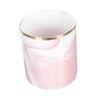 Angoily Makeup Brush Holder Elegant Pink Ceramic Canister for Cosmetic Storage Practical Organizer for Brushes and Pens Stylish Design with Gold Accents for Vanity Desktop Use view 1