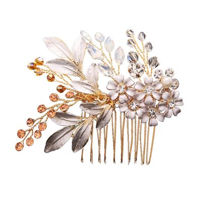 Angoily Rhinestone Hair Comb for Women Elegant Alloy Wedding Headdress Floral Design Bridal Hair Accessory for Brides and Bridesmaids