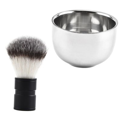 Didiseaon 2pcs Stainless Steel Beard Shaving Set Durable Metal Soap Bowl Brush for Men Grooming Tool for and Lathering Experience