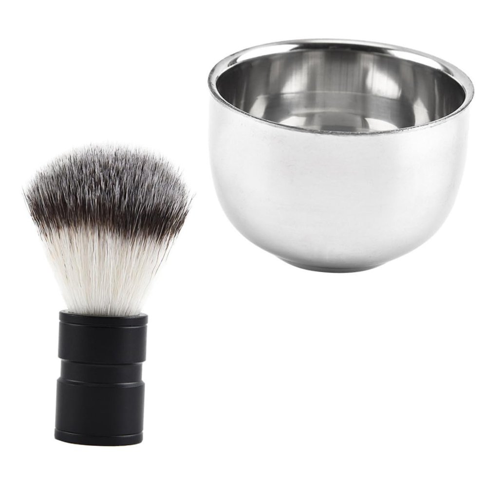 Didiseaon 2pcs Stainless Steel Beard Shaving Set Durable Metal Soap Bowl Brush for Men Grooming Tool for and Lathering Experience