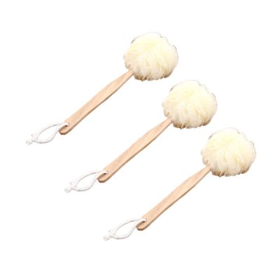 Angoily 3pcs Long Handle Bath Puff Bath Balls for Exfoliating Skin Care Scrubber for Home Bathroom Use Light Yellow