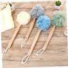 Angoily 3pcs Long Handle Bath Puff Bath Balls for Exfoliating Skin Care Scrubber for Home Bathroom Use Light Yellow view 4