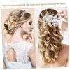 Angoily 6pcs Bridal Wedding Hair Pins Pearl Leaf Fork Clips for Bride Women Rhinestone Hair Accessories for Party Banquet view 2