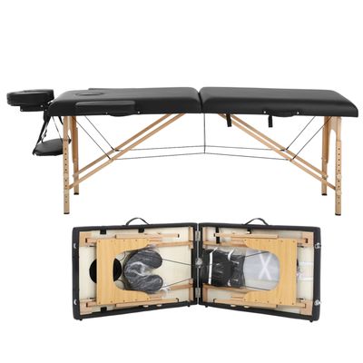 24/7 Shop at Home AM226M-NU418CL 83 Inch Modern Portable Massage Table with Adjustable Height, Lightweight and Foldable, Esthetician Bed for Beauty Salons, Bedroom, Black