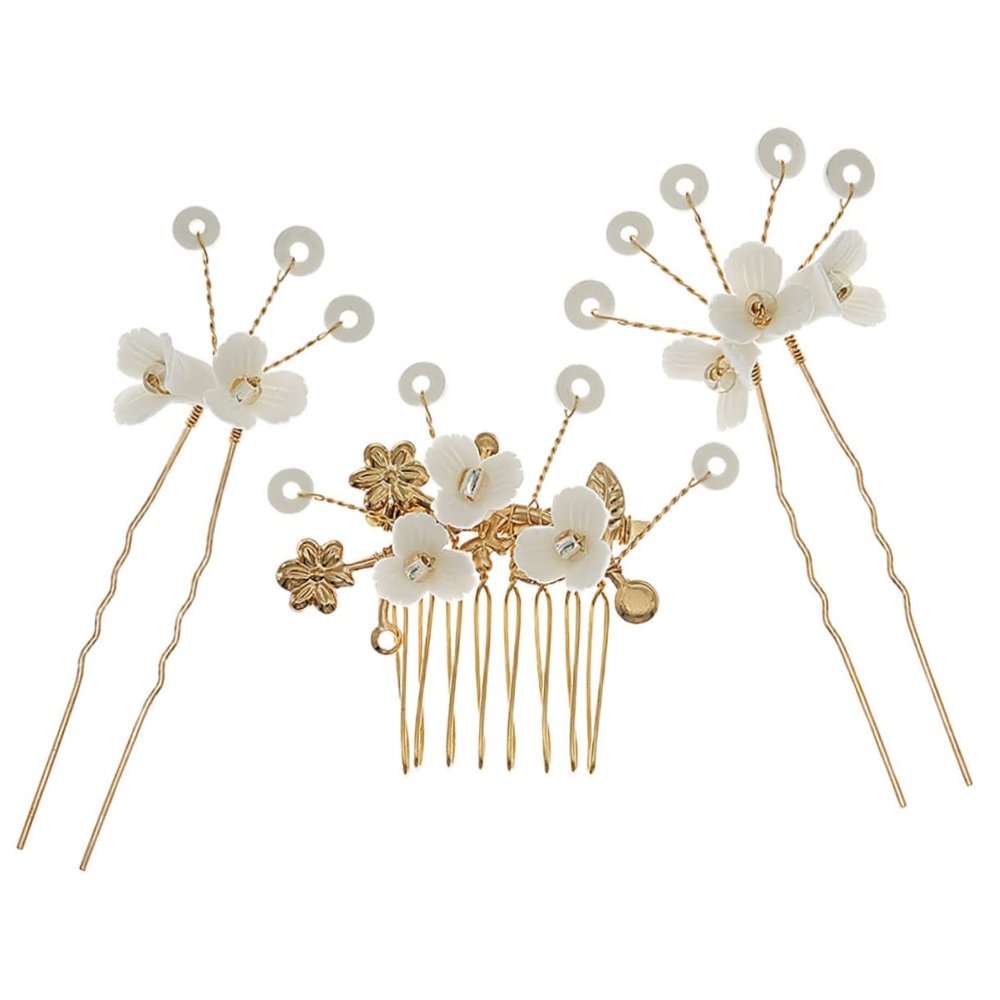 Angoily 1Set Bridal Pearl and Rhinestone Flower Hair Comb Wedding Hair Accessories for Brides Elegant Bridal Headpiece Side Comb for Various Hairstyles