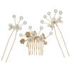Angoily 1Set Bridal Pearl and Rhinestone Flower Hair Comb Wedding Hair Accessories for Brides Elegant Bridal Headpiece Side Comb for Various Hairstyles view 1