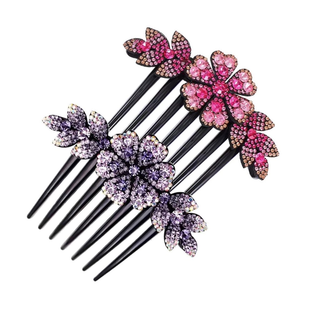 Angoily Hair Combs for Styling Rhinestone Flower Hair Side Comb Accessories Decorative