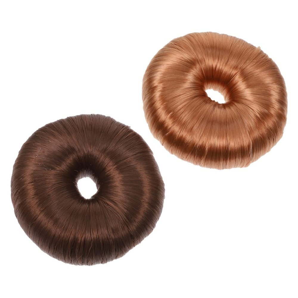 Angoily 2pcs Girls Wig Hair Donut Bun Maker Updo Hair Extension Rings Elastic Bands for Curly