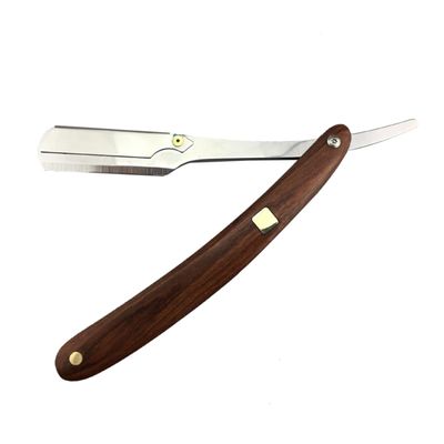 minkissy Vintage Wooden Handle Metal Shaving for Men Manual Straight Holder for Barbers and Salons Portable Design for and Grooming
