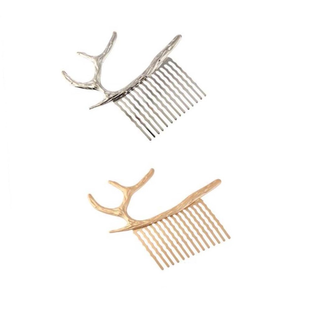 Beavorty Side Comb Christmas Decor Comb Set for Women Lady Female Golden Silver Hair Ornaments Headdress