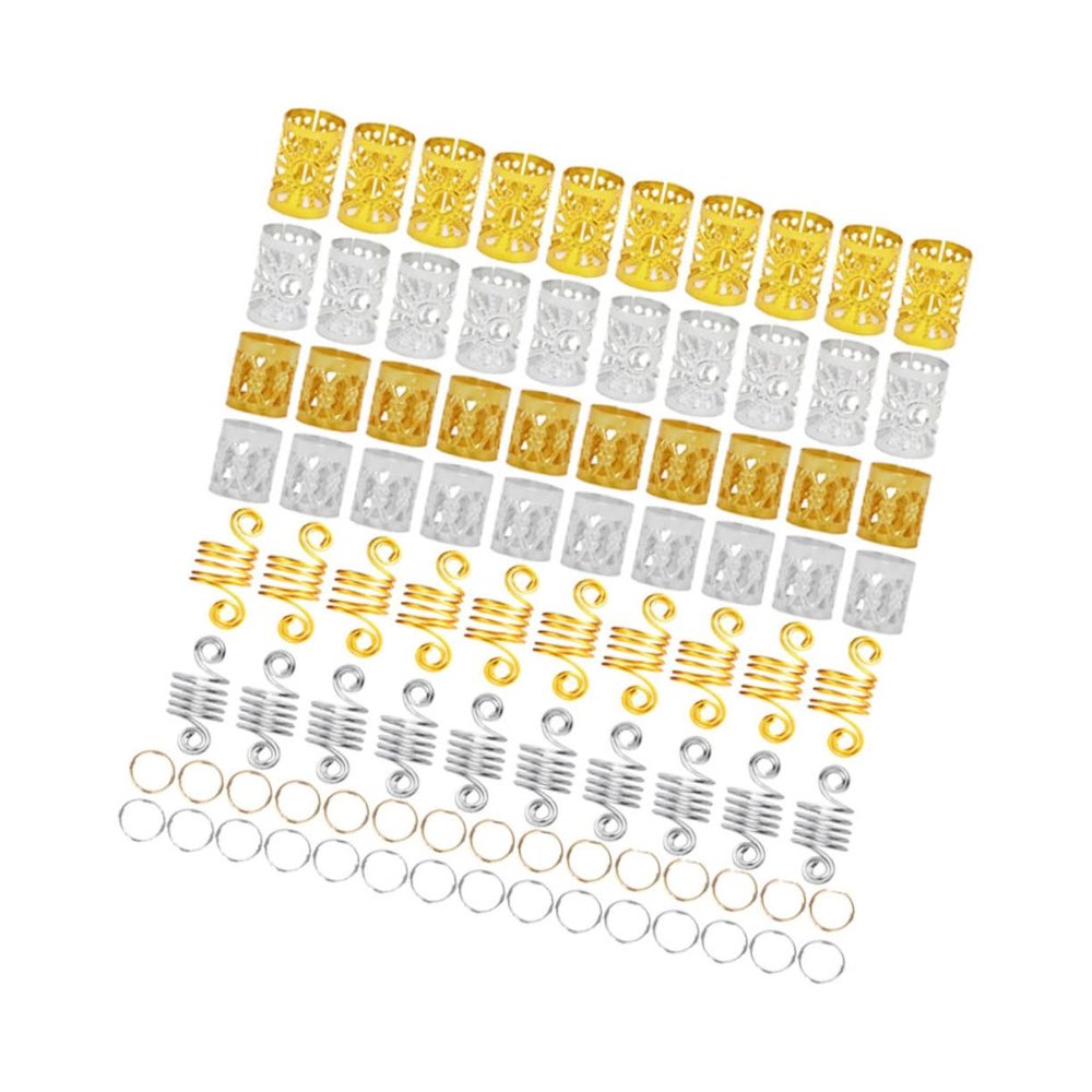 Beatifufu 90pcs Metal Hair Cuffs for Dreadlocks Lightweight Braiding Beads Hair Accessories Filigree Tubes for Women and Men for Stylish Decoration