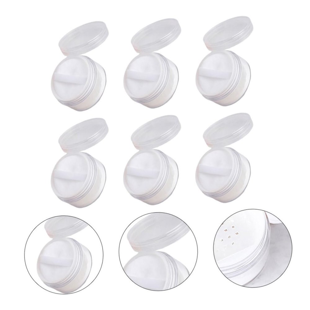 Angoily 6pcs Loose Powder Box Mini Travel Containers Puff for Pressed Loose Powder