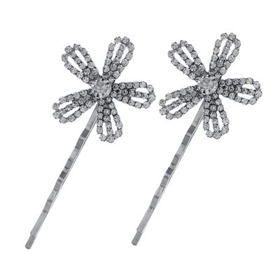 Didiseaon 2pcs Flower Hair Clips for Women Rhinestones Hairpins for Weddings Parties Everyday Use Stylish Barrette Accessories for Straight Curly Hairstyles