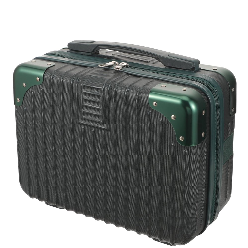 Angoily 14-inch Small Suitcase for Toiletry Makeup Storage Case Durable, Green, 30.5X22.5X15CM